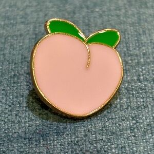 Pink Peach Enamel Pin Brooch with Green Leaves - Women Jewelry